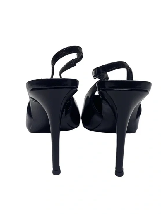 Steve Madden Black Patent Pointed Slingback Heels - Picture 3 of 7